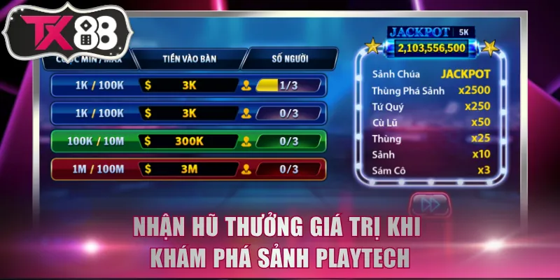 Nhận hũ thưởng giá trị khi khám phá sảnh Playtech