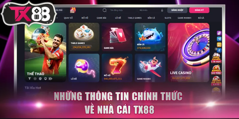 Những thông tin chính thức về nhà cái TX88