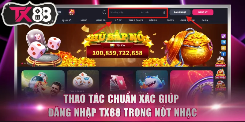 Thao tác chuẩn xác giúp đăng nhập TX88 trong nốt nhạc
